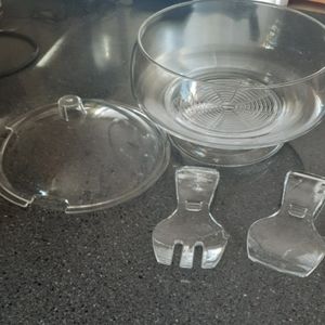 Acrylic Salad Bowl Set With Utensils